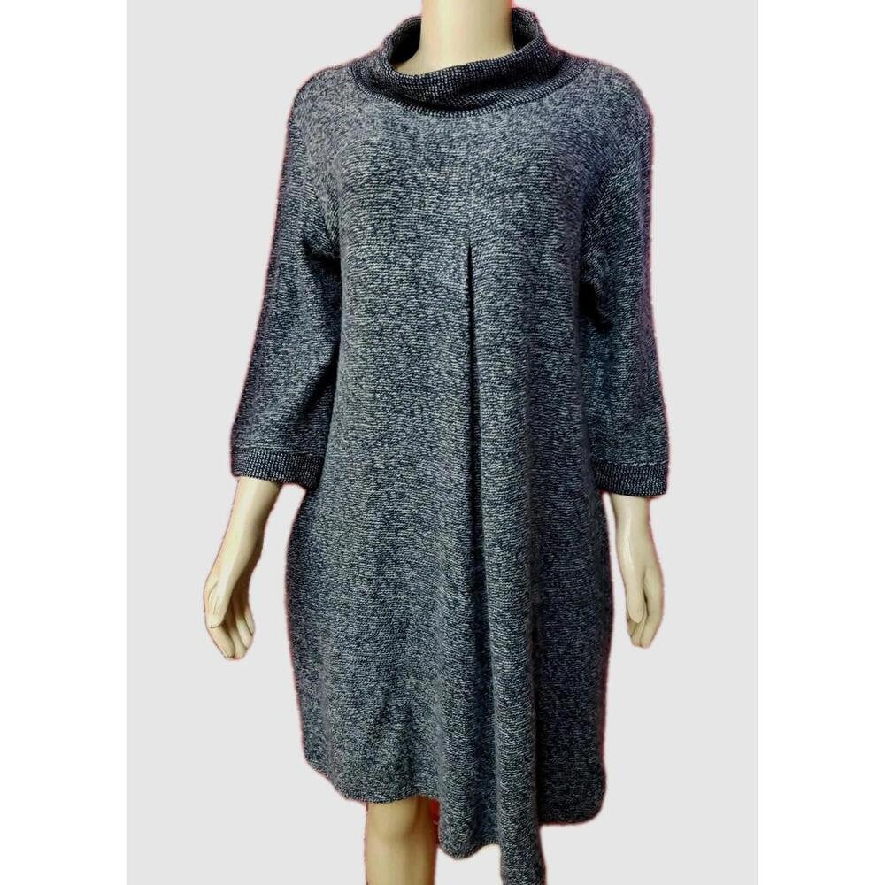 LUCA VANUCCI High Quality Womens XL Black Knit Pullover Sweater Dress NEW #CB5